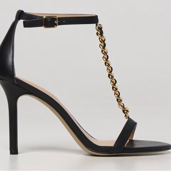 Ralph Lauren Elegant Black and Gold Chain Strap Sandals SZ 8 - Picture 1 of 6